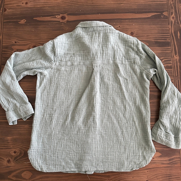 Women’s Anne Klein Light Green Button-Down Shirt M 100% Cotton Crinkle Fabric - Picture 3 of 6